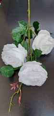 Fir trandafiri artificiali albi 80cm – flori decorative material textil