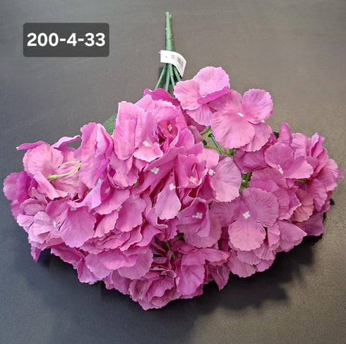Buchet cu hortensii artificial roz intens din material textil - 42cm
