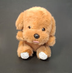 Breloc Cățeluș de pluș maro cu lăbuțe cu cristale – 14cm