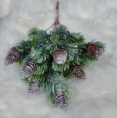 Buchet artificial brad cu conuri înghețate – decor Crăciun - 30cm