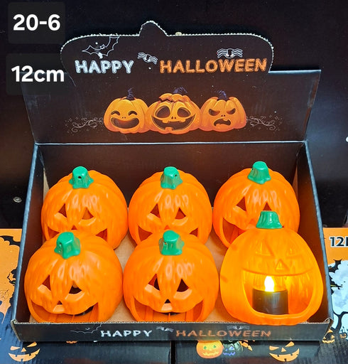 Set 6 Dovleci Halloween cu LED, 12 cm – Decorațiuni Luminate