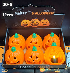 Set 6 Dovleci Halloween cu LED, 12 cm – Decorațiuni Luminate