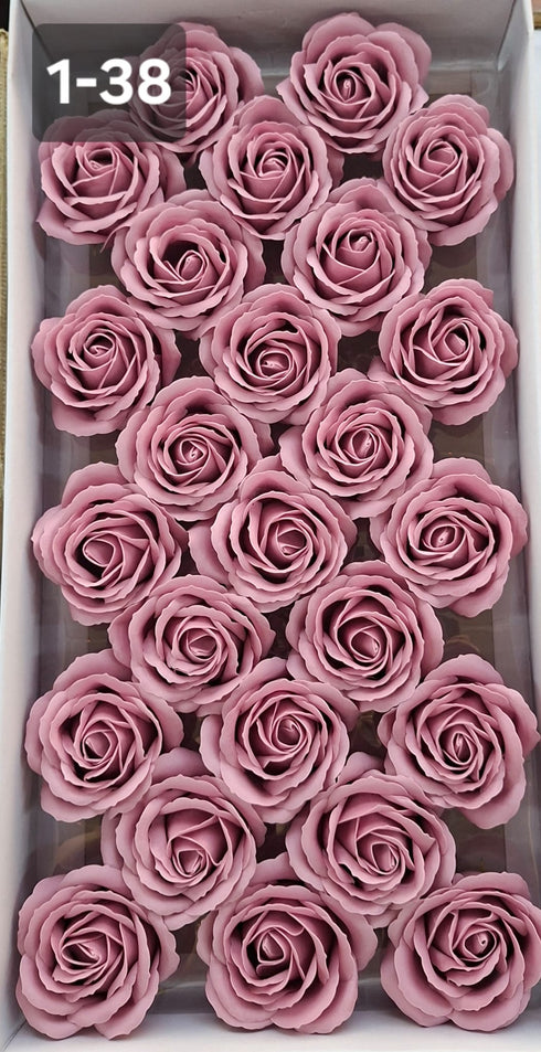Trandafiri din pastă de săpun roz mauve – set 25 bucăți, 8cm
