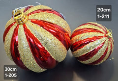 Glob Crăciun roșu auriu sclipitor - 20cm/30cm