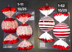 Figurine de brad bomboane sferice roșii cu decor dulce 10x25cm, set 2 buc