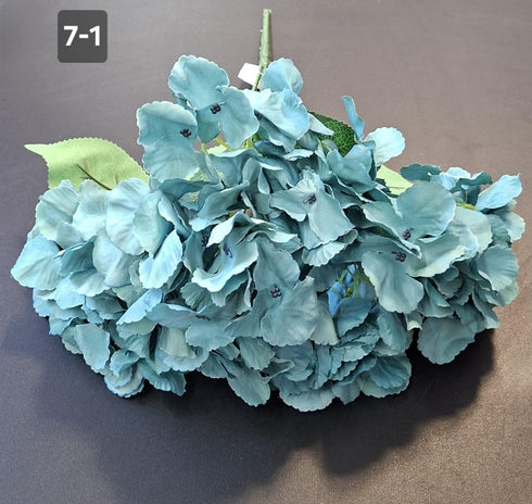 Buchet cu hortensii artificial verde-albăstrui din material textil - 42cm