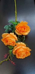 Fir trandafiri artificiali portocalii 80cm – flori decorative material textil