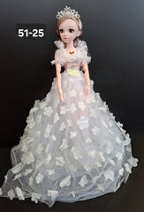 Păpușă Prințesă cu Rochie Albă Elegantă - 60cm