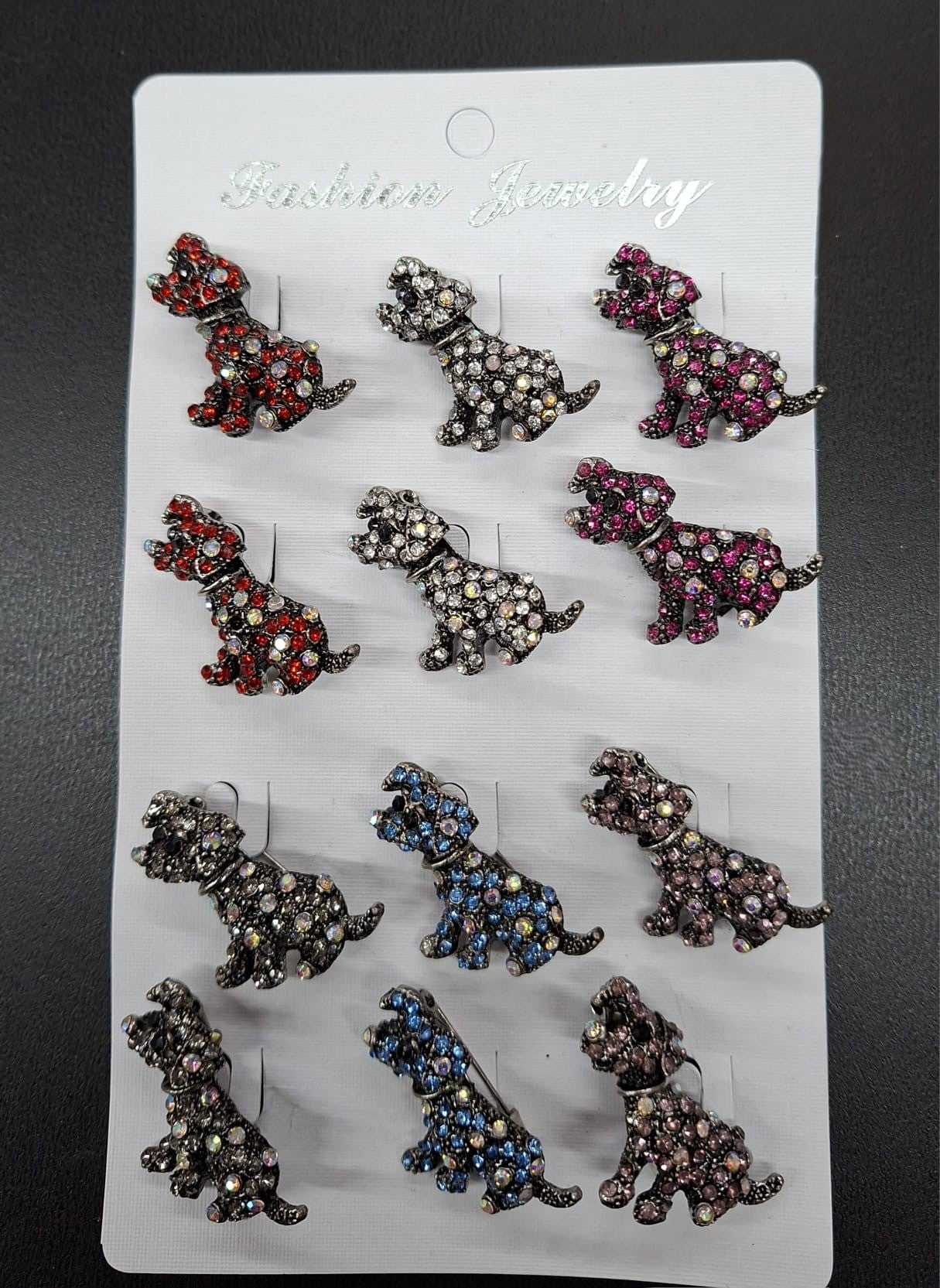 Broșe Cățel cu Strasuri Multicolore -12/SET