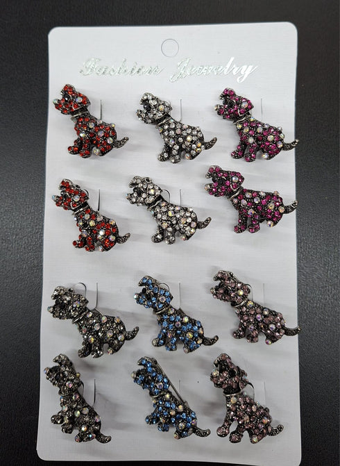 Broșe Cățel cu Strasuri Multicolore -12/SET