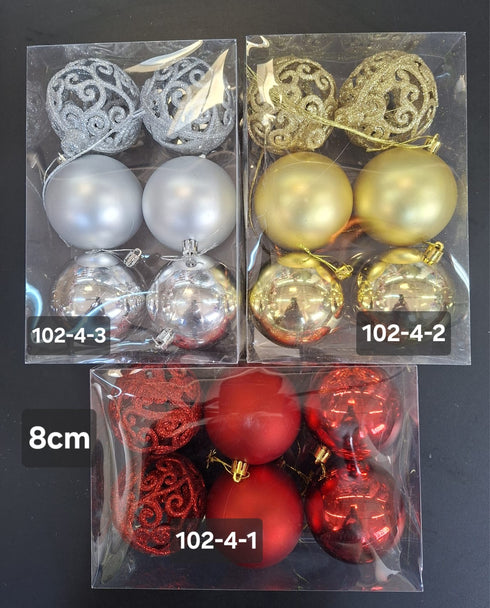 Set 6 Globuri Decorative cu Model Decupat și Sclipici - 8cm