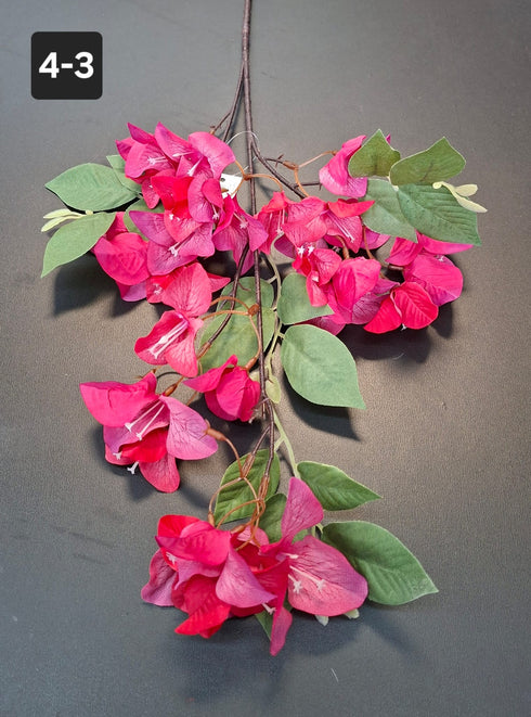 Ramură artificială decorativă - 77cm bougainvillea roz închis