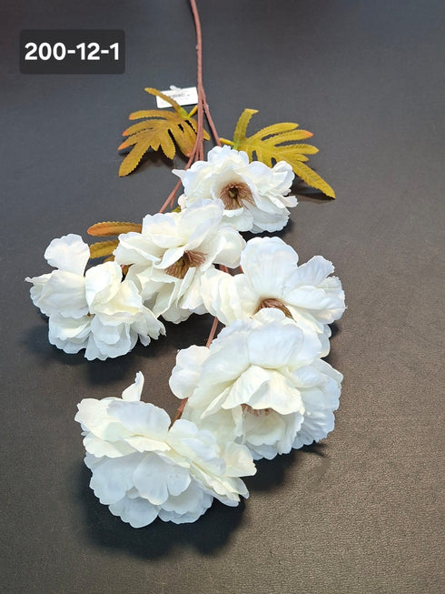 Ramură decorativă artificială albă - 77cm