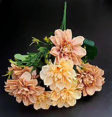 Buchet de dalii artificiale piersica – flori mici 33 cm
