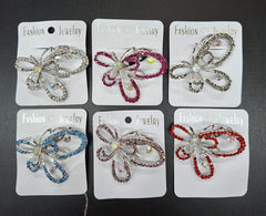 Broșe Elegante Tip Fundă cu Strasuri Multicolore – Accesoriu Fashion Strălucitor 12/set