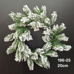 Coroniță Crăciun cu ramuri verzi și zăpadă artificială, 20cm