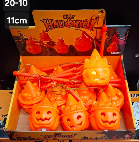 Set 12 Dovleci Halloween cu Pălărie, 11cm – Decorațiuni Party