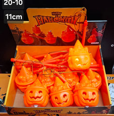 Set 12 Dovleci Halloween cu Pălărie, 11cm – Decorațiuni Party