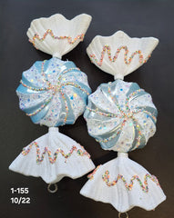 Figurine de brad bomboane plate bleu-alb 10x22cm, set 2 buc