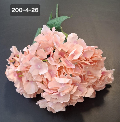 Buchet cu hortensii artificial roz-piersică din material textil - 42cm