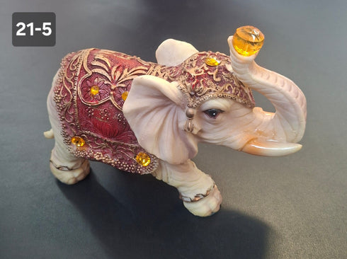 Figurină decorativă Elefant cu Trompa Ridicată și Cristal Rășină - 14×19cm
