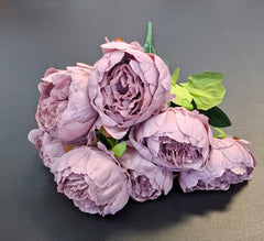 Buchet bujori artificiali mov prăfuit – 7 flori, aspect natural 40cm