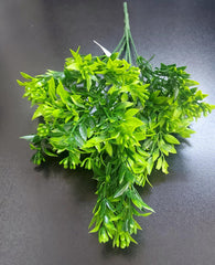 Buchet decorativ artificial verde – model compact cu frunze mici și boboci - 34cm