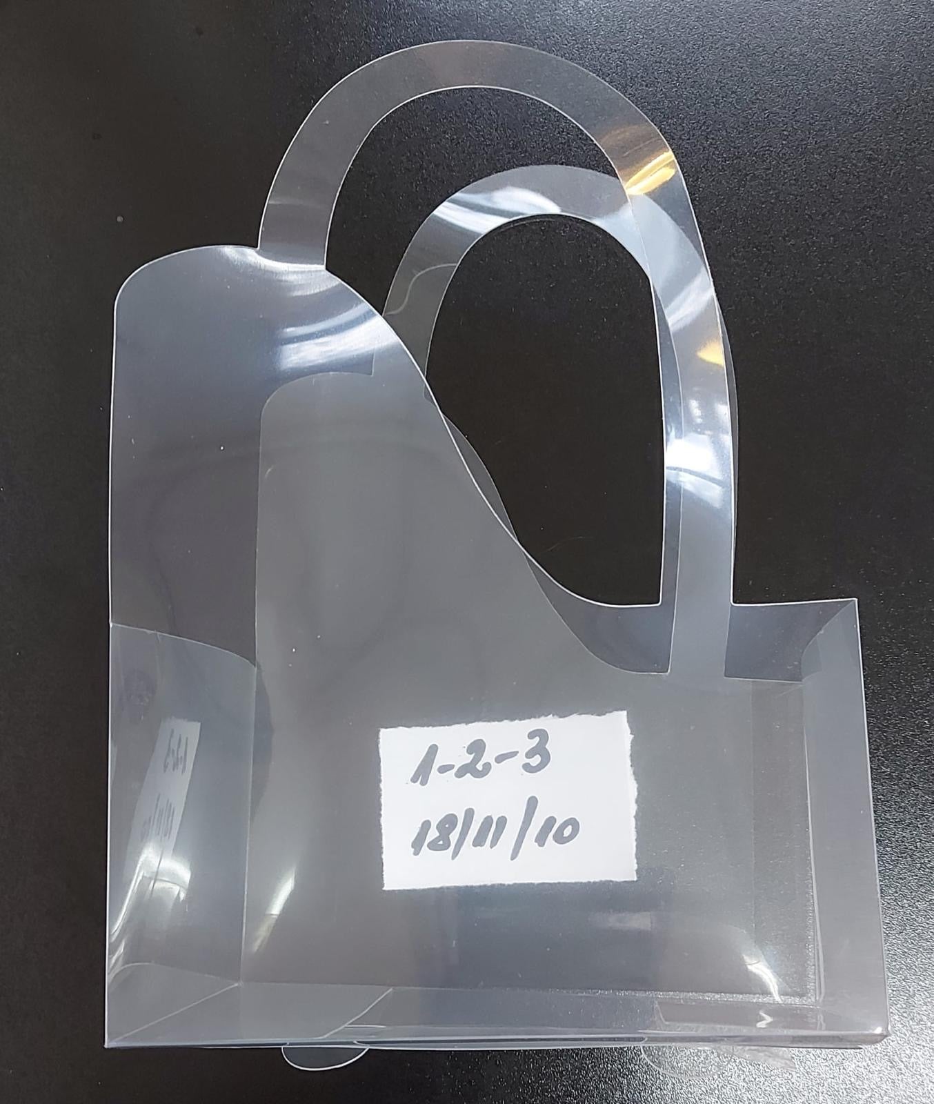 Poșetă Transparentă din Plastic cu Mâner Arcuit – 10 buc/set, 18×11×10cm