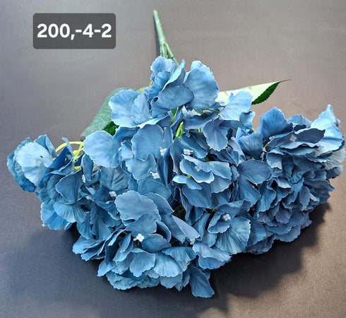 Buchet cu hortensii artificial albastru din material textil - 42cm