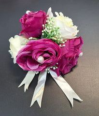 Clame capete trandafiri ivoiry si mov artificiali12/set