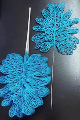 Frunze decorative albastre  – model lat cu sclipici - 12 buc/set