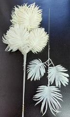 Frunze decorative palmier alb cu sclipici - 12 buc/set