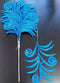 Frunze decorative albastre cu sclipici - 12 buc/set