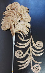 Frunze decorative champagne cu sclipici - 12 buc/set