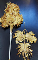 Frunze decorative palmier auriu cu sclipici - 12 buc/set