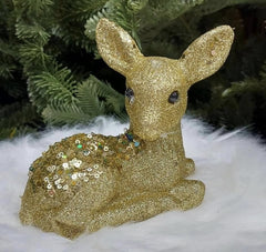 Caprioara aurie cu sclipici – 12cm