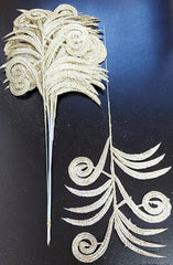 Frunze decorative champagne cu sclipici - 12 buc/set