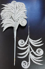 Frunze decorative argintii cu sclipici - 12 buc/set