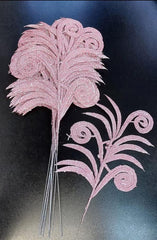 Frunze decorative roz pudrat cu sclipici - 12 buc/set