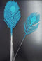 Frunze decorative pene albastre cu sclipici - 12 buc/set