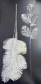 Frunze decorative albe – model ferigă cu sclipici - 12 buc/set