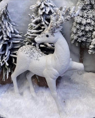 Ren decorativ alb cu sclipici argintiu – 45x50cm