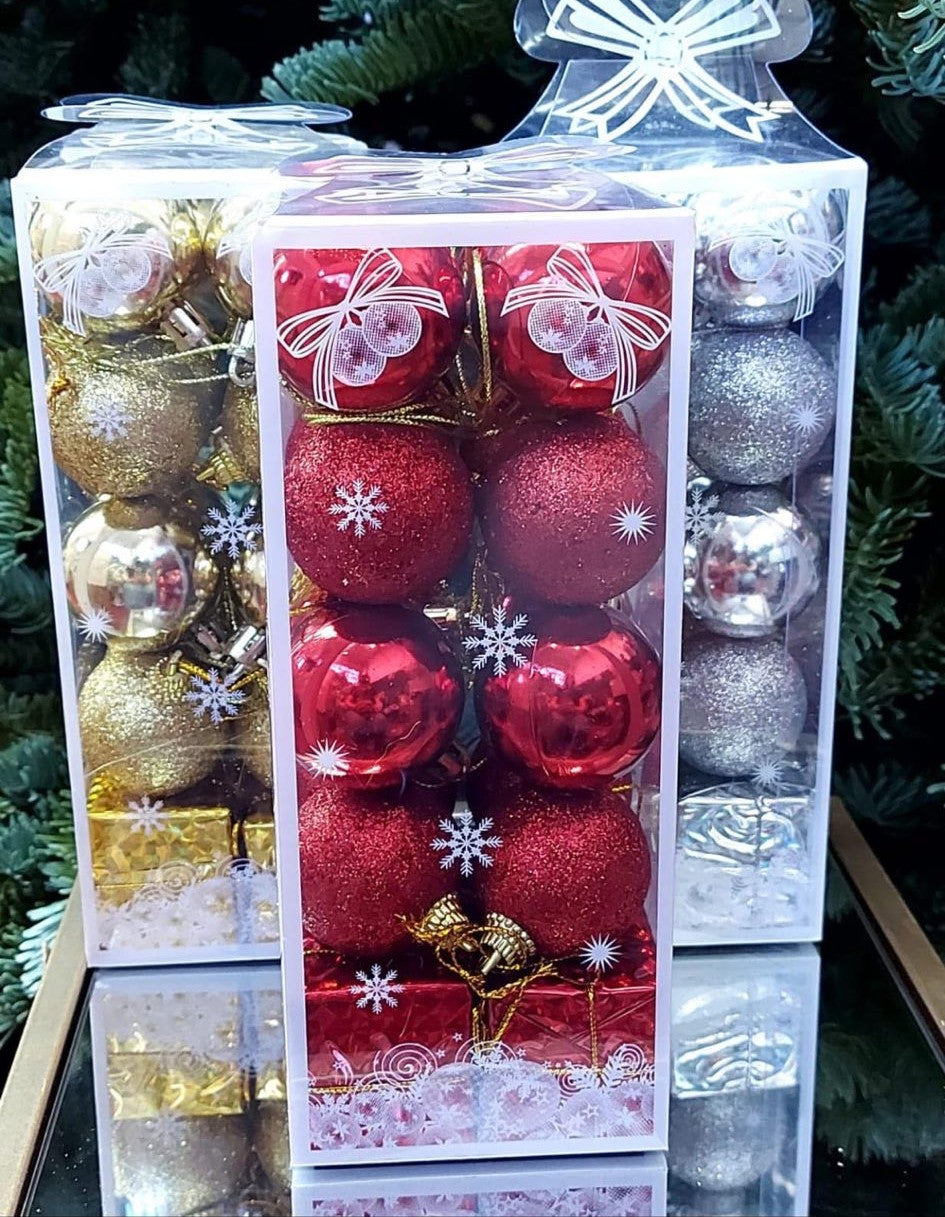 Globuri Crăciun decorative pentru brad – set 20 bucăți 3cm