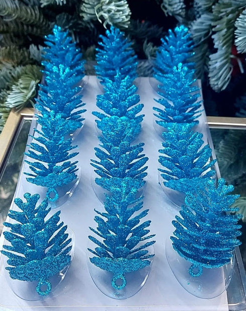 Figurine de brad Conuri decorative albastre – set 12 bucăți 6cm