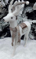 Ren decorativ alb cu eșarfă bej – 40cm