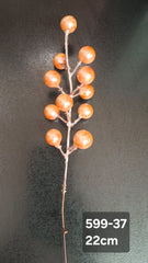 Bobite decorative Crăciun cupru lucioase pe tijă 22cm – set 100 buc