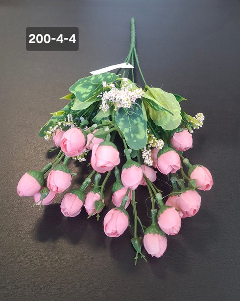 Buchet Bogat cu Boboci de Trandafiri roz 30cm – Flori Artificiale Decorative