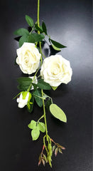 Fir Trandafir artificial alb verzui 90cm – flori decorative realiste