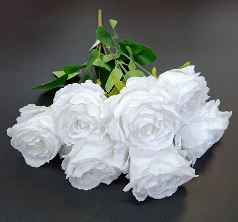 Buchet artificial cu trandafiri albi clasici – 46cm