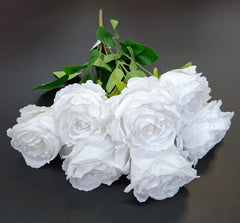 Buchet artificial cu trandafiri albi clasici – 46cm